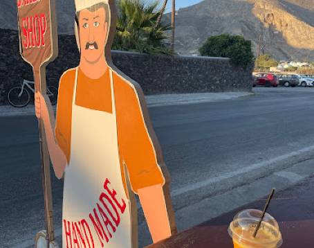 Handmade roadside bakery figure near Santa Irini Bakery